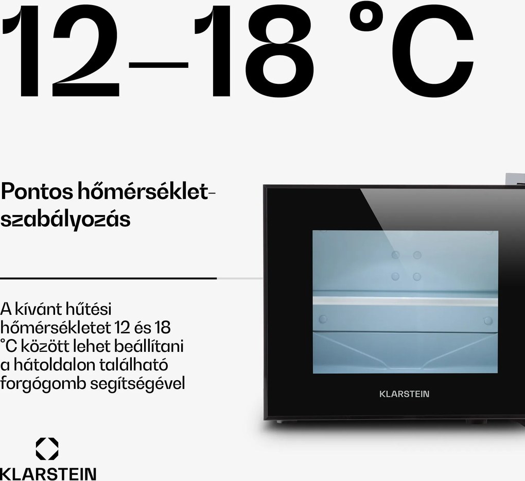 Klarstein Frosty mini hűtőszekrény, 10 liter, B energiahatékonysági osztály, 65 W, fekete