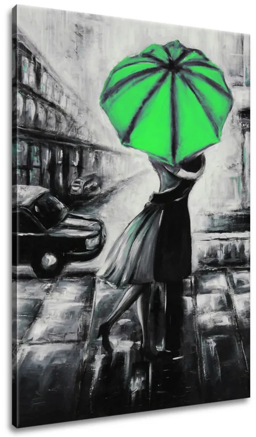 Gario Kézzel festett kép Zöld csók az esoben Méret: 120 x 80 cm