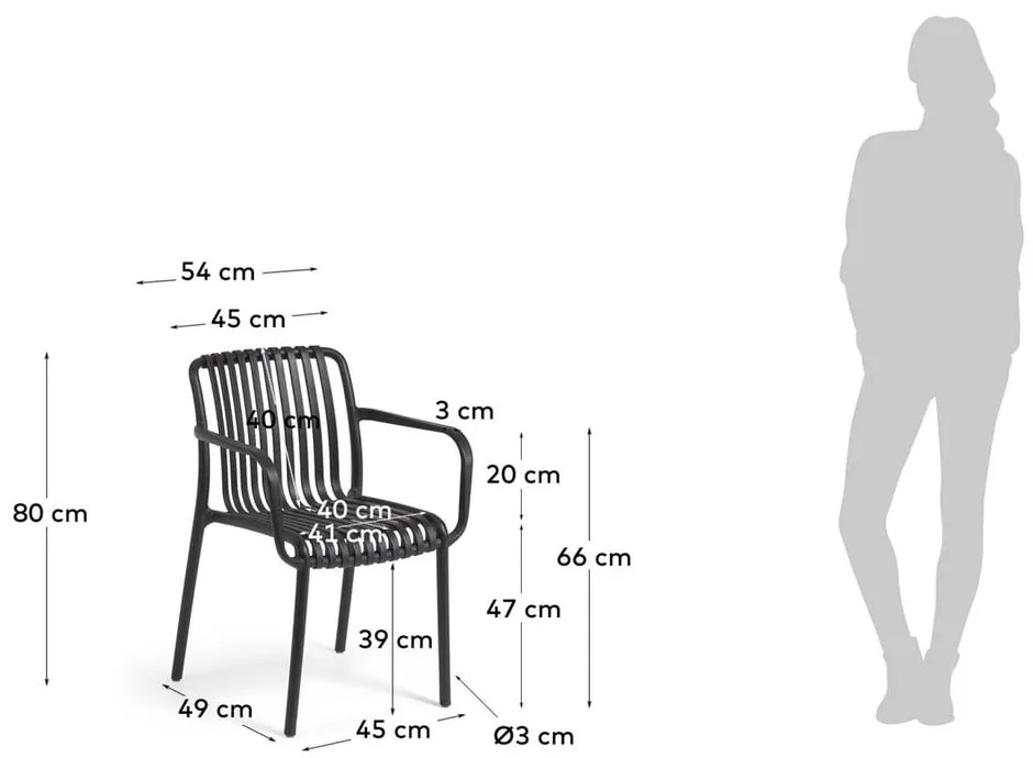 Isabellini fekete kerti szék - Kave Home