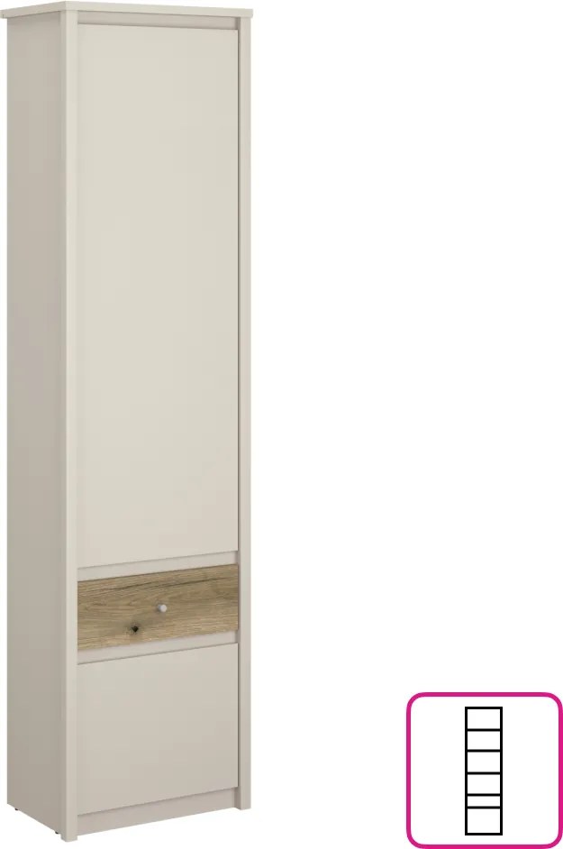 Polcos szekrény, kasmír/evoke tölgy, KAROS 2D1S