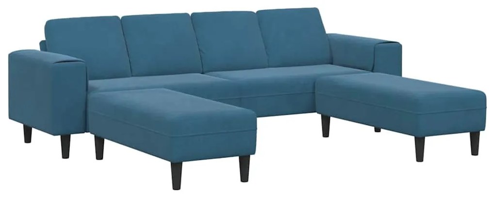 Kanapé Szett 3 pcs Kék Bársony