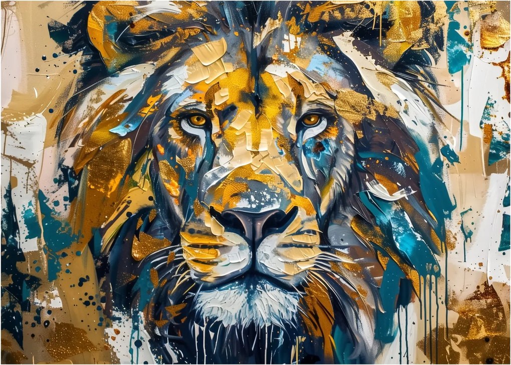 Kép - Absztrakt olajfestmény oroszlánnal (70x50 cm)