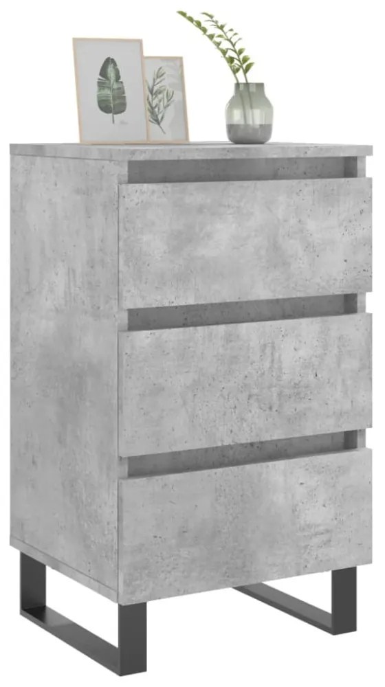 2 db betonszürke szerelt fa éjjeliszekrény 40x35x69 cm