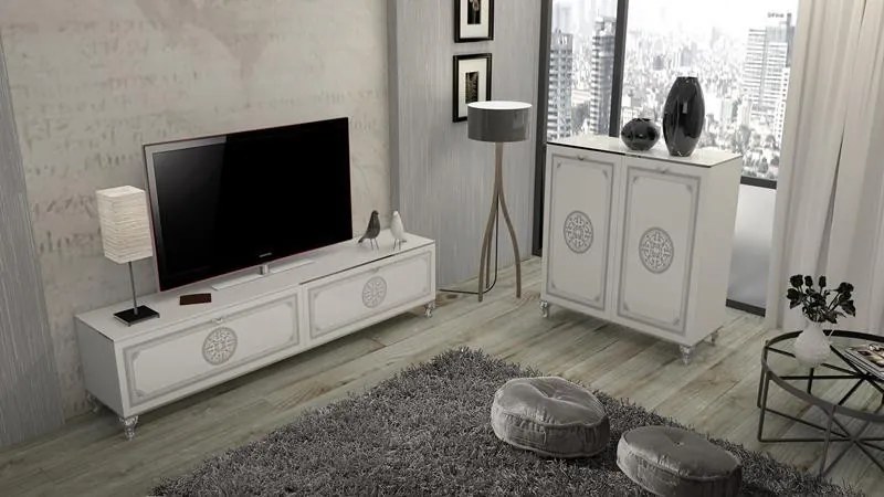 Genua Contempor komód fényes fehér 100 cm