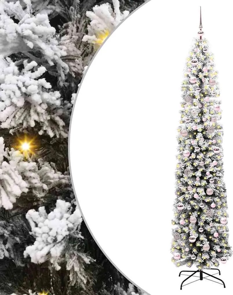 vidaXL Mű karácsonyfa 300 LED-del Zöld 240 cm PVC, acél és műanyag