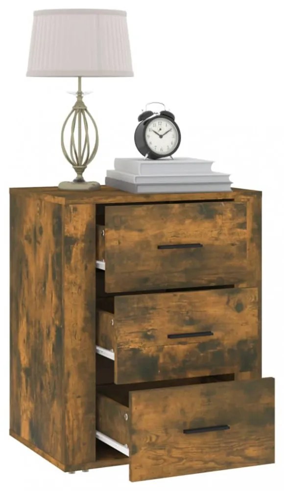 füstös tölgy színű szerelt fa éjjeliszekrény 50 x 36 x 60 cm