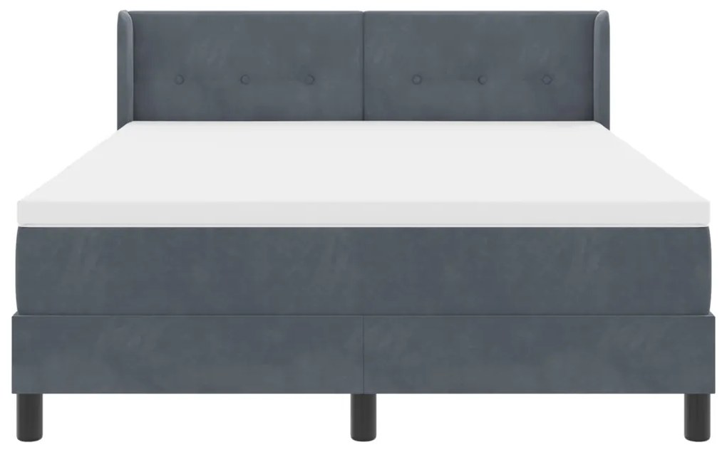 Boxspring Ágy Matrac Sötétszürke 160x200 cm Bőrhatás