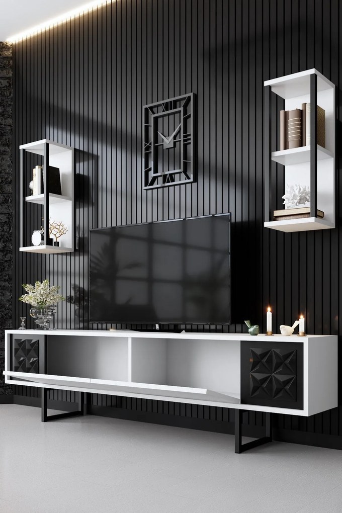 TV szekrény Black Line - White, Black