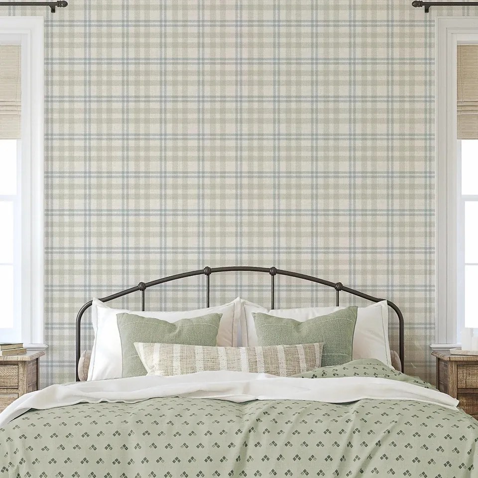 Arthouse Signature 2 Countryside Check bézs-kék kockás vinyl tapéta – 294606