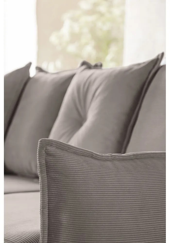 Világosbarna kordbársony kinyitható sarokkanapé (bal oldali-U alakú) Lazy Lukka – Miuform