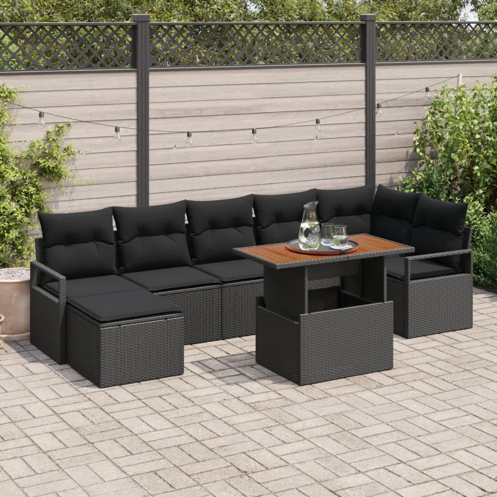 Kert étkező szett párnával 8 pcs Fekete és Barna