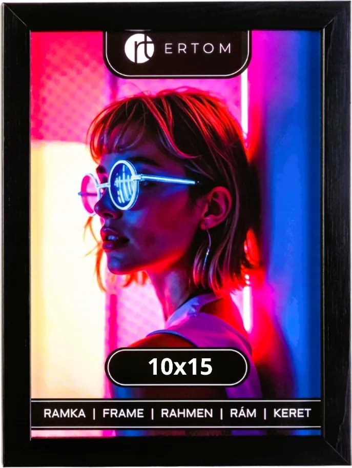 Fa képkeret 10x15 fekete univerzális klasszikus üveggel