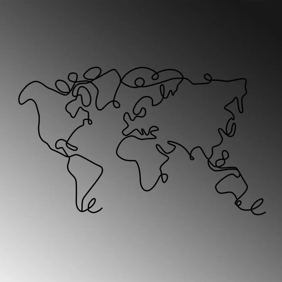 Fém fali dekoráció, World Map