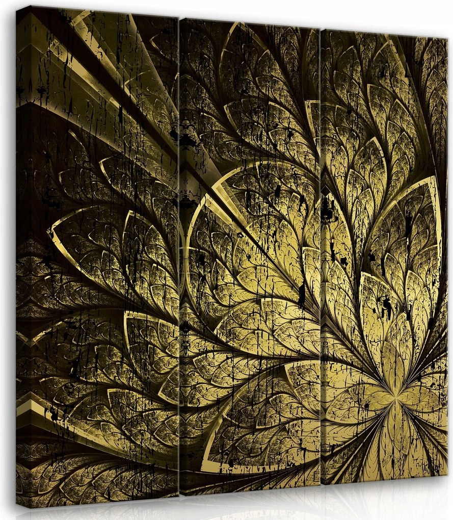 Vászonkép 90x100 Fraktál Arany Fekete Absztrakt Elegancia Minta Textúra