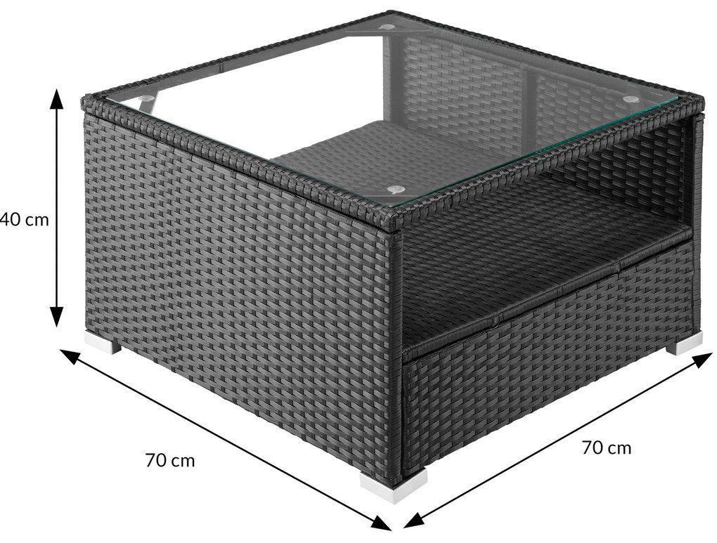 Deuba XXL kerti polyrattan szett - fekete/antracit párnák