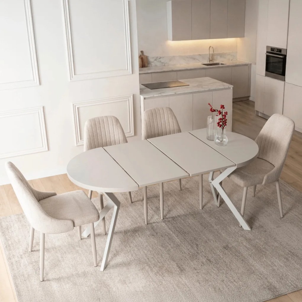 Kihúzható étkezőasztal 80–160 cm méretben, kasmír/fehér színben DORIAN