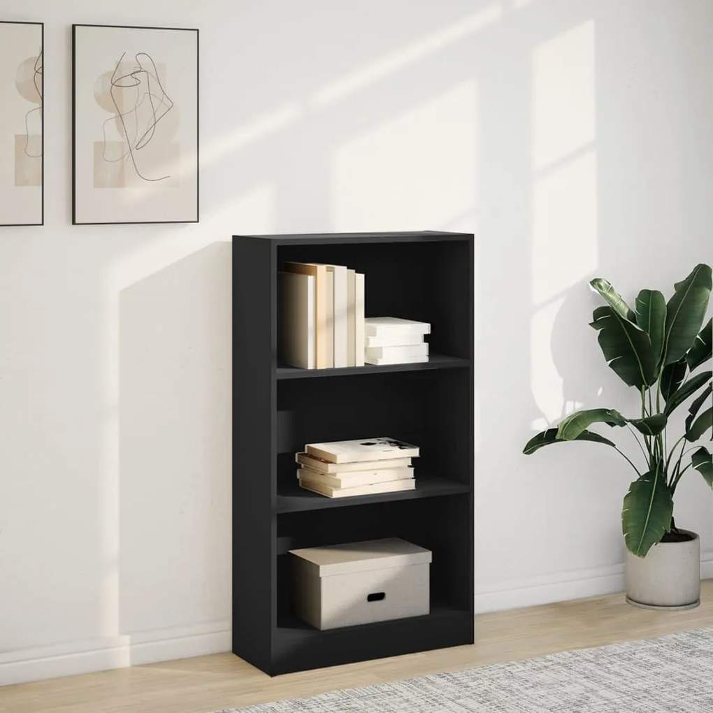 fekete szerelt fa könyvszekrény 60 x 24 x 109 cm