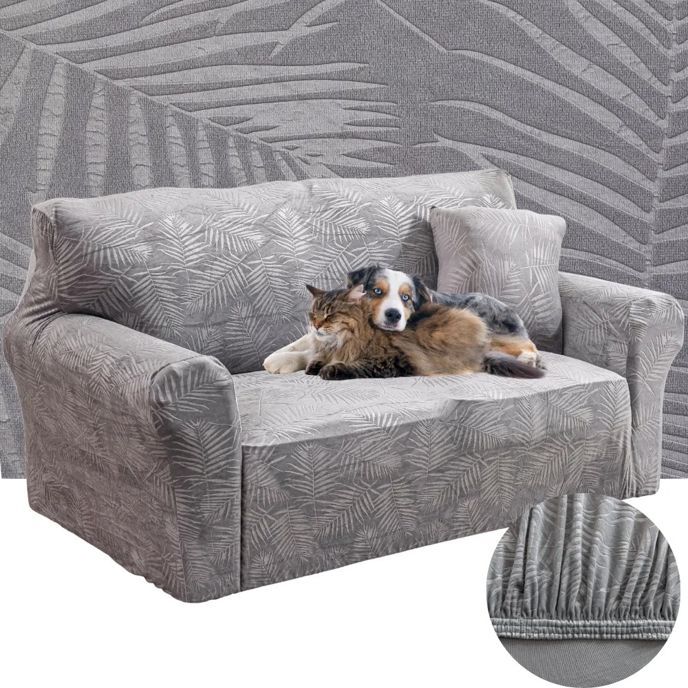 Kanapé Huzat Sarok Kanapé Velúr Pálma Levelek 145-185 CM Oeko Tex