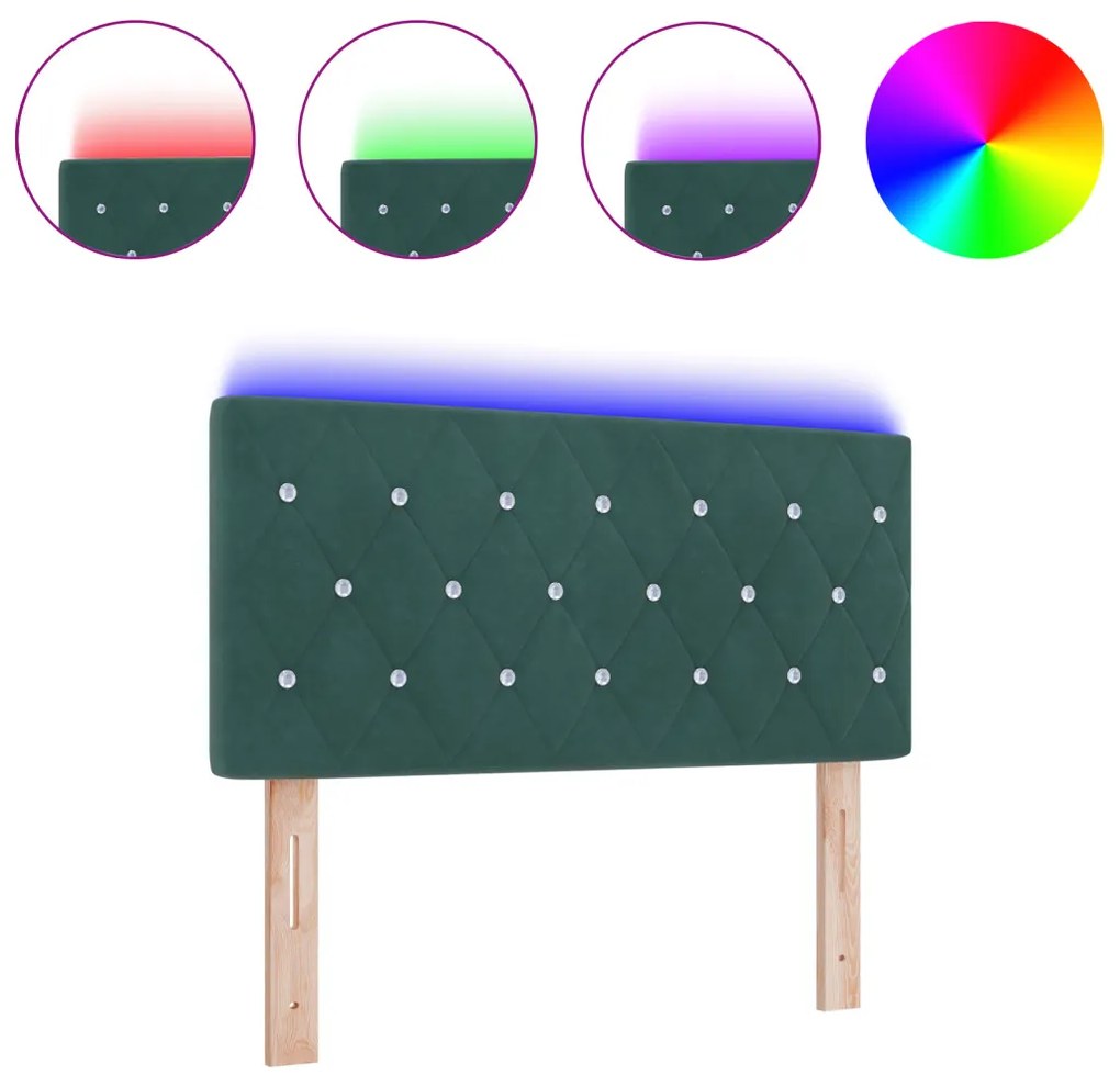 LED Fejtámla LED -es lámpákkal Argyle Sötétzöld 100 cm Bársony