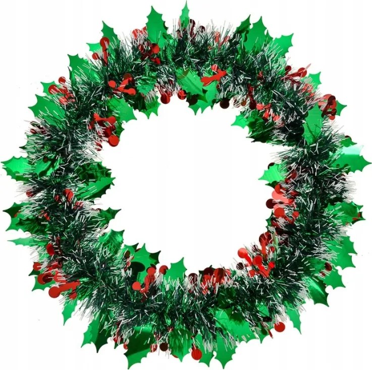 Zöld-ezüst karácsonyi koszorú magyallal átmérő 35 cm