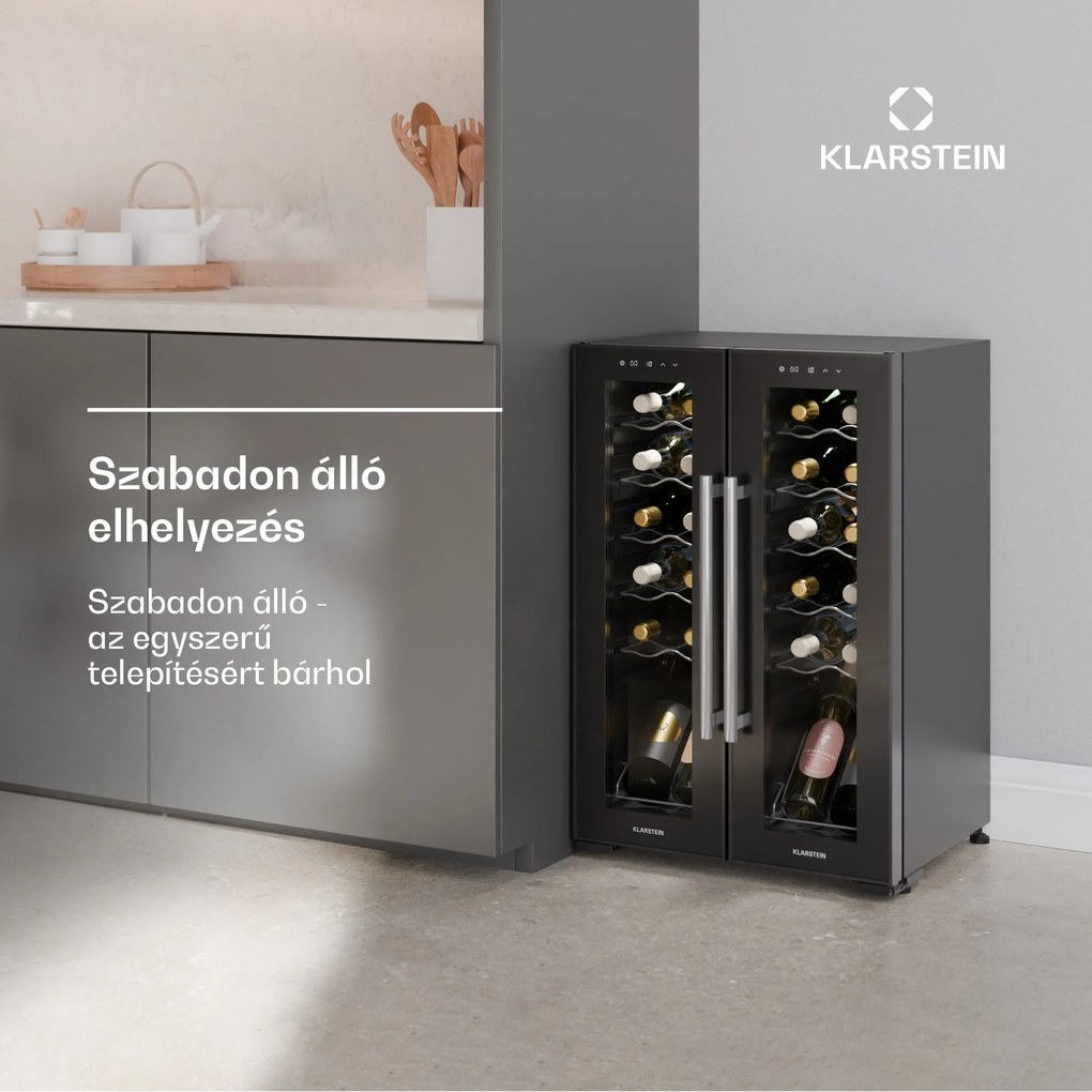 Klarstein Shiraz Weinkühlschrank| 2 Kühlzonen, Touch-Steuerung, LED-Beleuchtung, freistehend