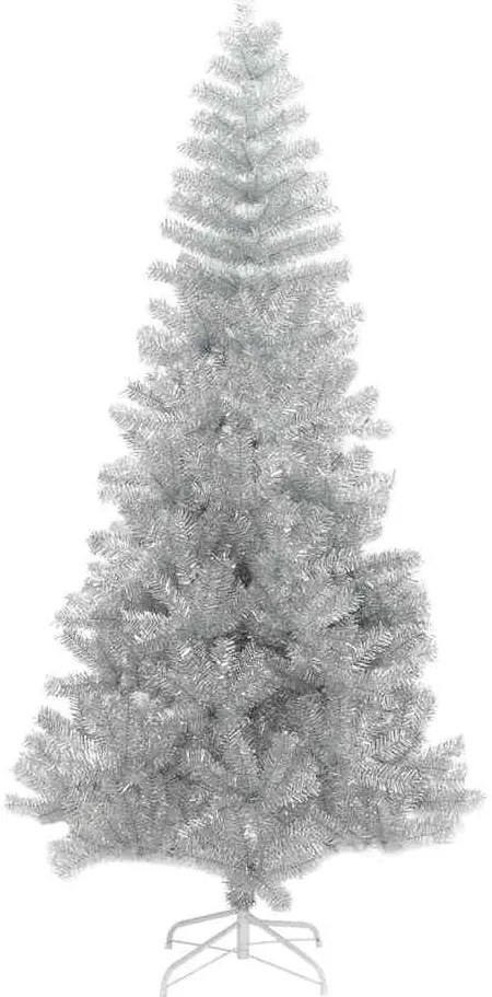 Karácsonyfa 300 LED-del állvánnyal Ezüst 210 cm PET