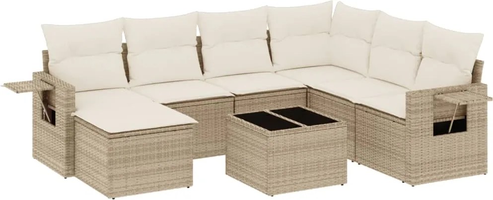 vidaXL 8 részes bézs polyrattan kerti ülőgarnitúra párnával