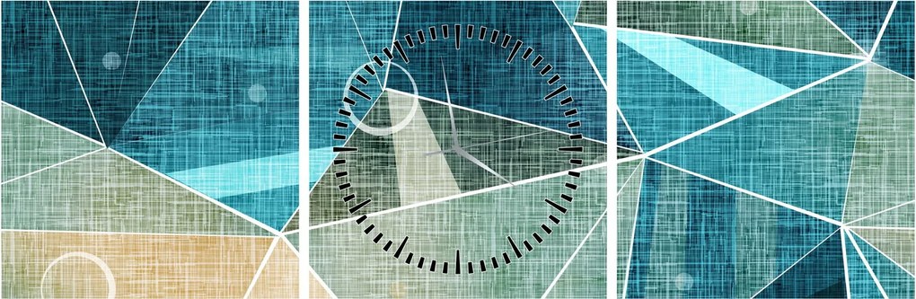 Kép - Türkiz absztrakció (órával) (90x30 cm)