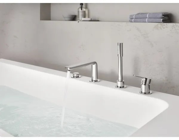 GROHE 19577001 - Fürdőkádhoz négylyukú kombinált csaptelep LINEARE, fényes króm