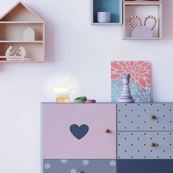 Rabalux 76002 - AKALI LED gyerek asztali lámpa LED/2W/5V 3000K delfin bükk