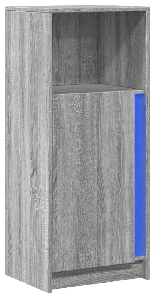 szürke sonoma szerelt fa tálalószekrény LED-del 42,5x34x100 cm
