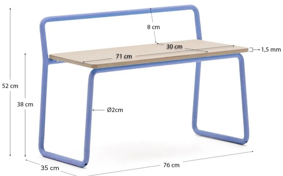 Kék-natúr színű pad Tinn – Kave Home