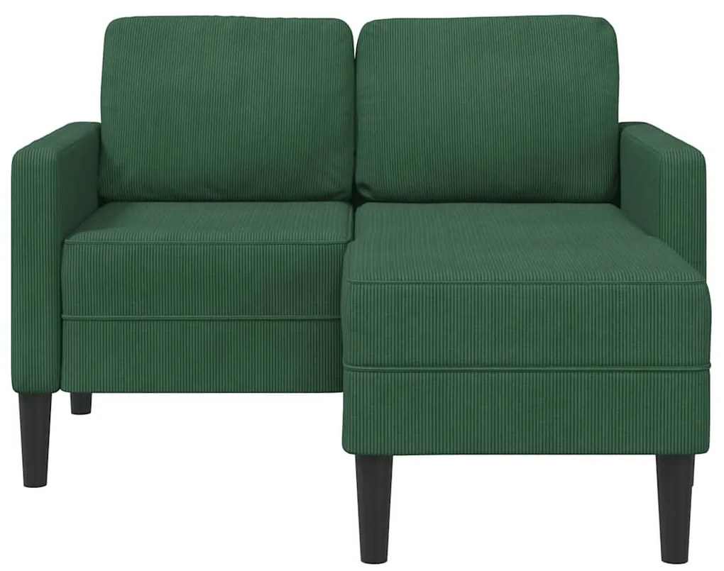 sötét zöld vászon 2 üléses kanapé L-alakú kanapéval 125 cm