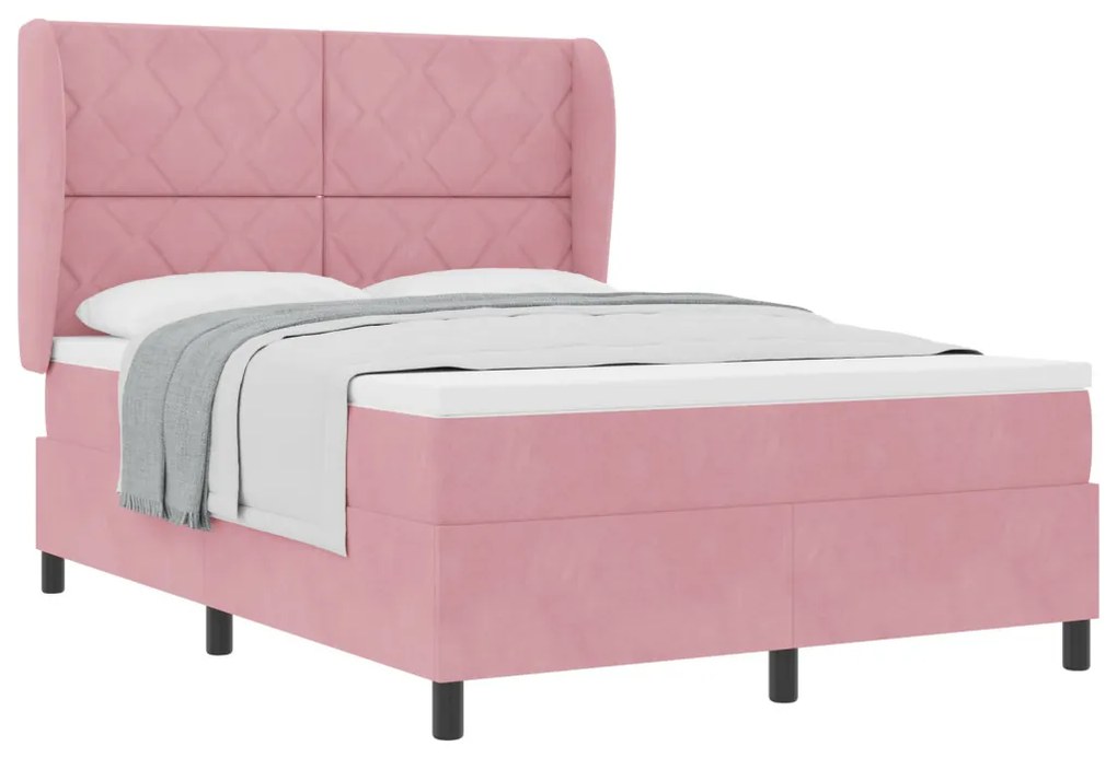 Rózsaszín Párnázott Boxspring Ágy Matrac 140x200 cm