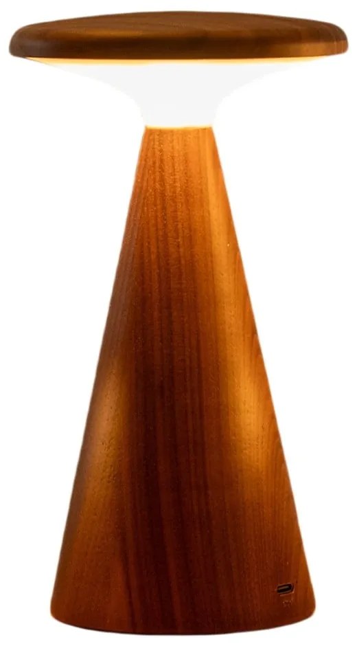 Sötét natúr színű LED asztali lámpa fa búrával (magasság 14 cm) Sylva – Gingko