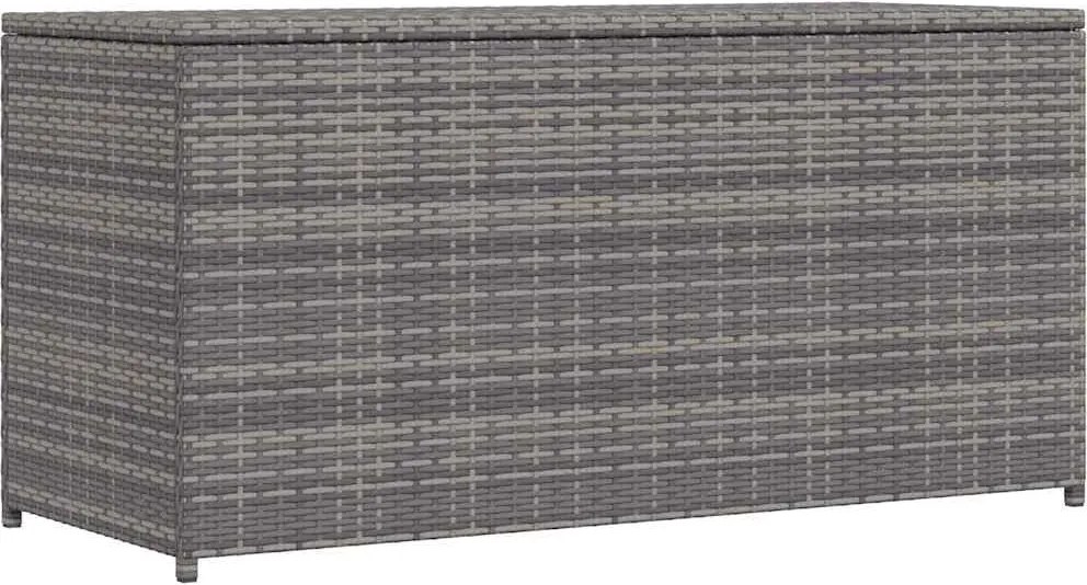 Szürke Polyrattan Kerti Tárolóláda 120 X 50 X 60 Cm