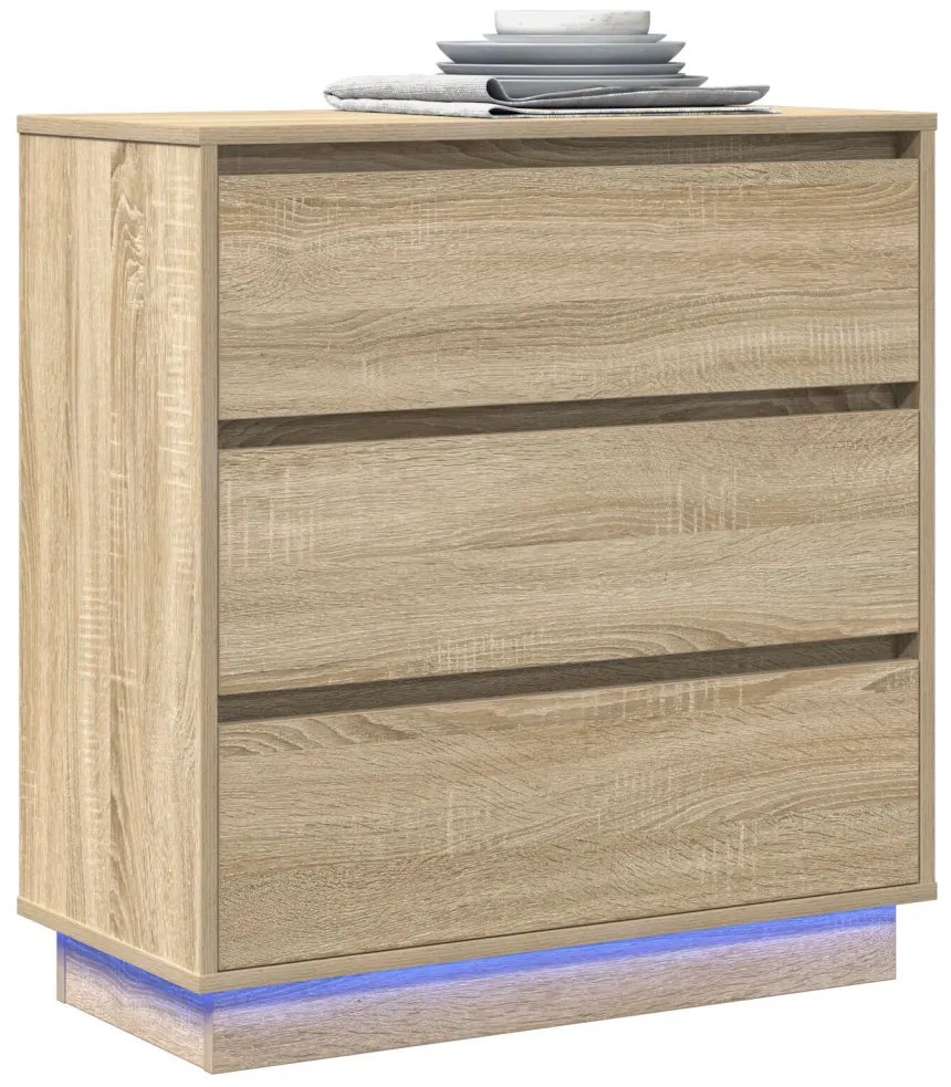 Éjjeli Asztal LED-del Sonoma Tölgy 71x34,5x75 cm Műanyag