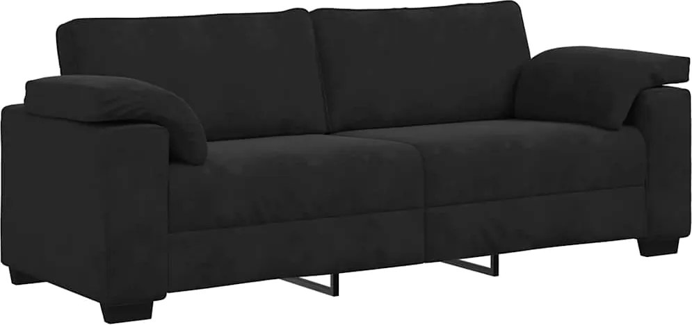 vidaXL 3 személyes fekete bársony kanapé 220x77x82 cm