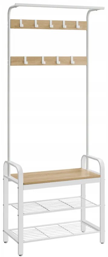 Fém előszobafal PURE 183 cm, krémszínű/sonoma tölgy