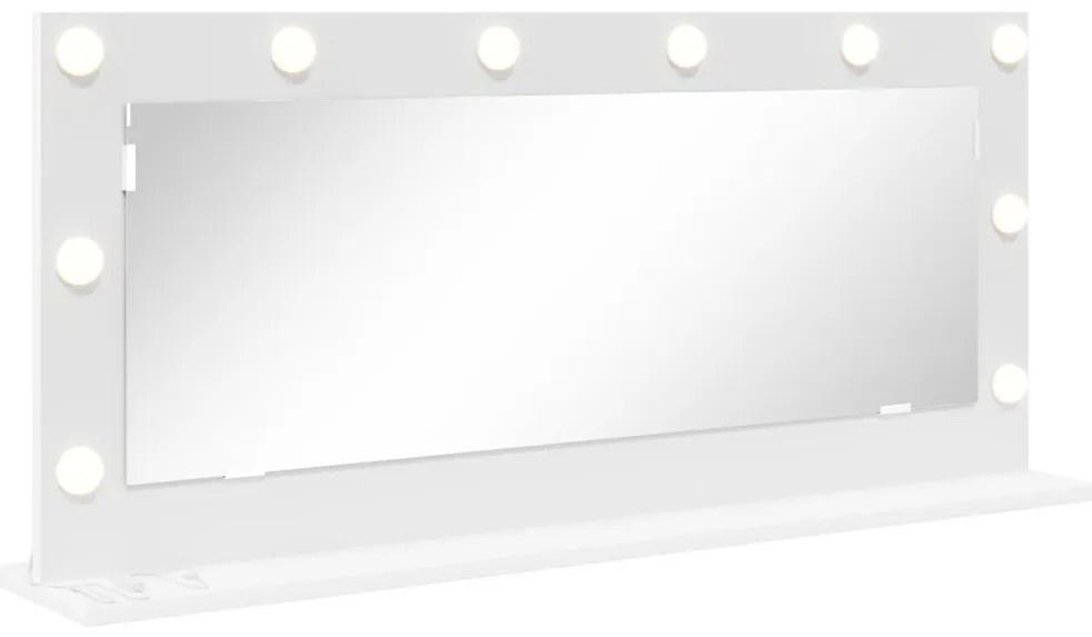 LED világítással ellátott tükör Fehér 100x45x18 cm