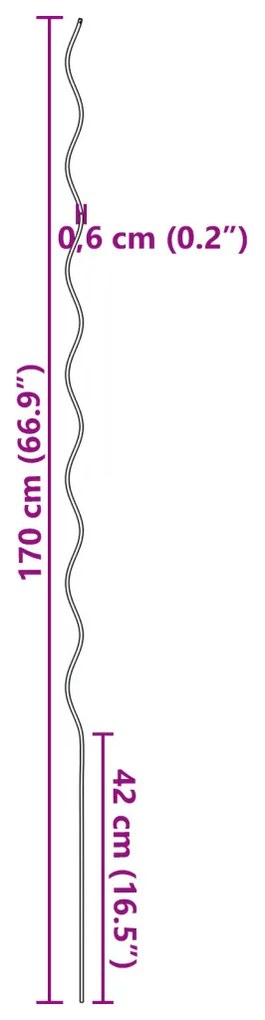 Spirál Növénytartók 50 db 170 cm Acél