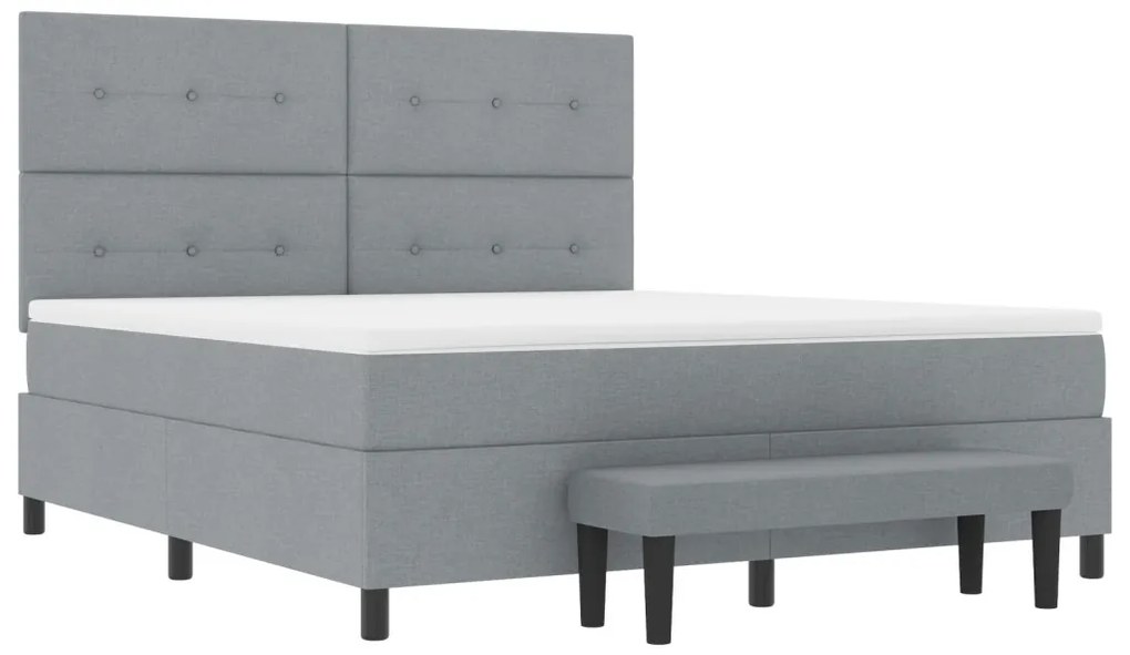 Box Spring Ágy Matraccal és Padlóval Világosszürke 180x200 cm Szövet
