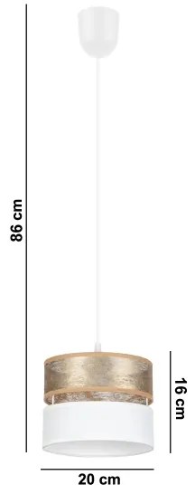 Csillár zsinóron LIMA 1xE27/60W/230V arany/fehér