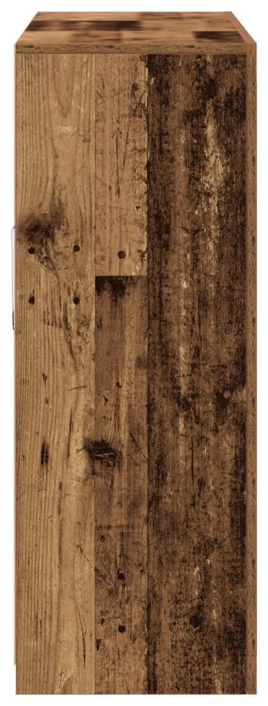 Tálalószekrény LED lámpával Régi fa 123x37x100 cm Szerelt fa