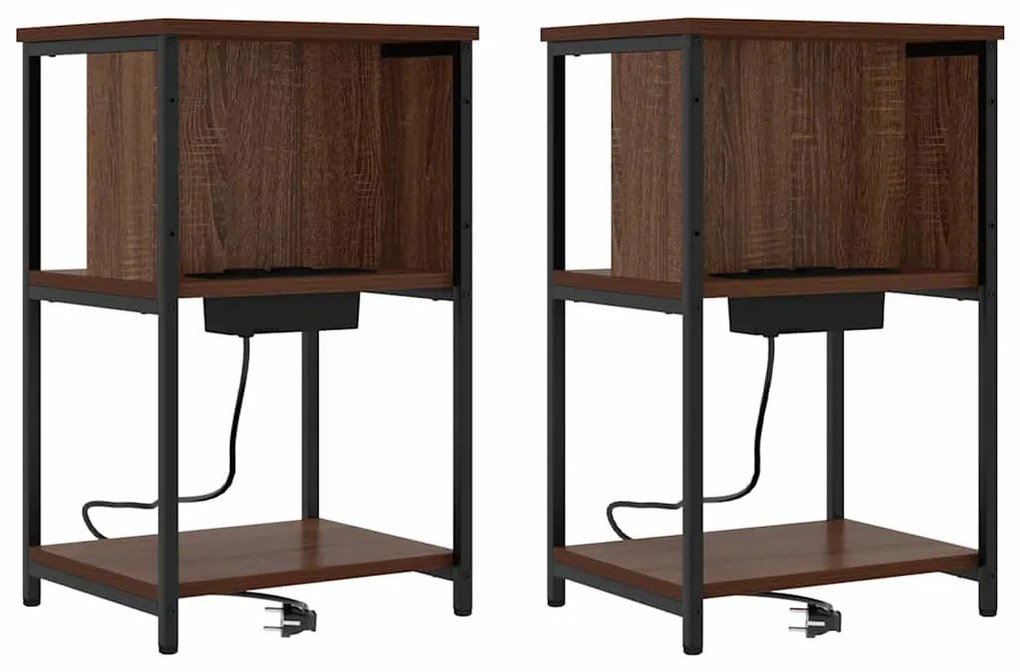 Éjjeliszekrény 2 pcs barna tölgy 38 x 31 x 61 cm Faanyag