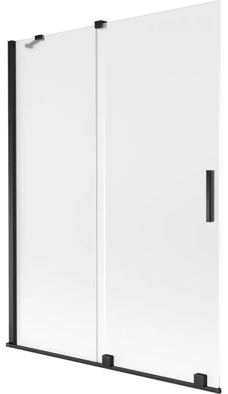 Mexen Velar, 2 szárnyas eltolható kádparaván 130 x 150 cm, 8 mm-es mattüveg, fekete matt, 896-130-000-31-70
