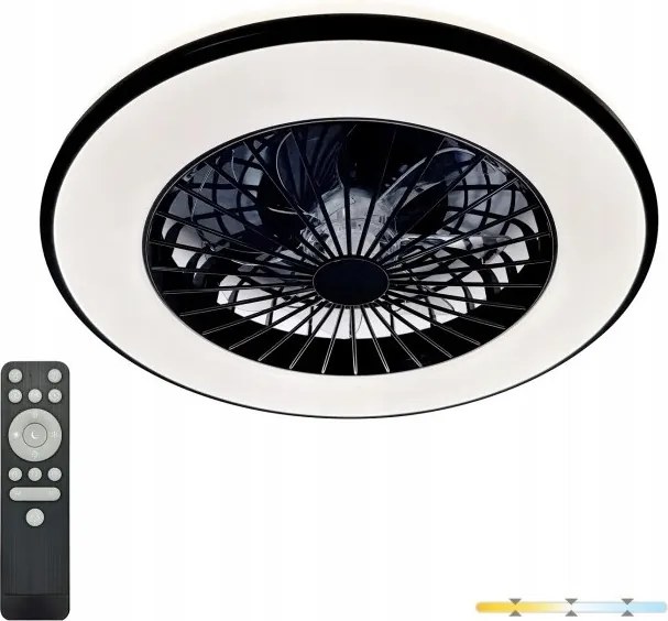 LED-es változtatható színű Cct plafon távirányítóval fekete kerek 45cm 24W 1550lm Kobi
