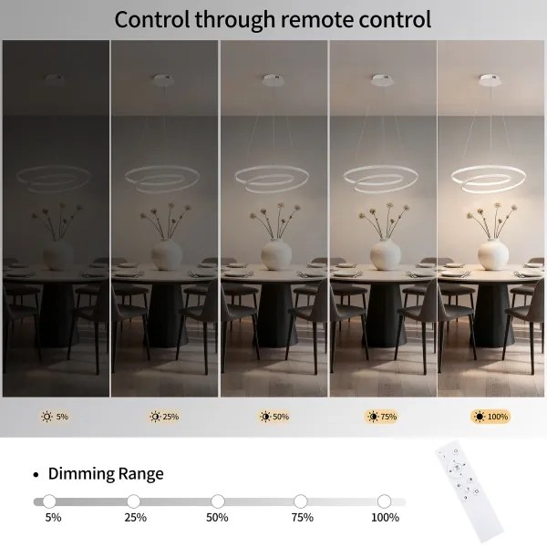 Brilagi-LED Dimmelhető kábelen függesztett csillár TWISTER LED/48W/230V átm. 50 cm fehér + távirányító
