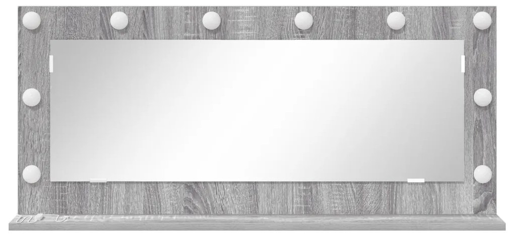Sminktükör LED Fényekkel Szürke Sonoma 100x45x18 cm