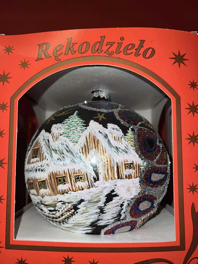 Exkluzív, kézzel készített karácsonyfadísz Téli tájkép